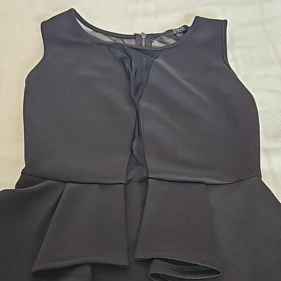 Guess Cocktail Sheer Front & Back Peplum Mini Dress Black Small - Picture 16 of 16
